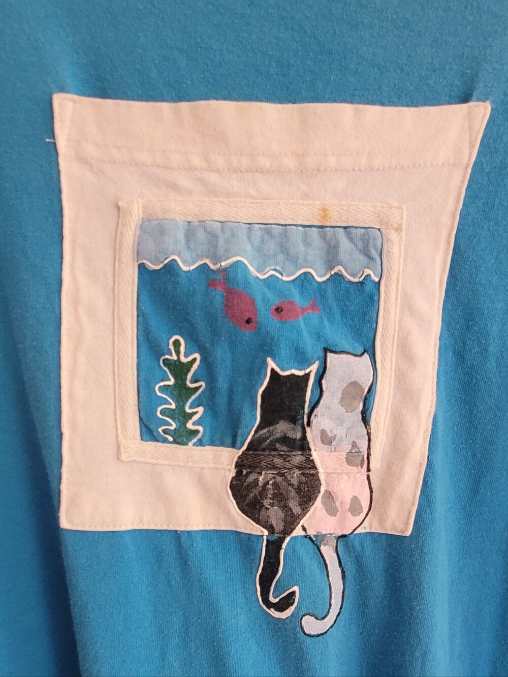 Teal Cat Patch Pocket Moomoo - Picture 5 of 7